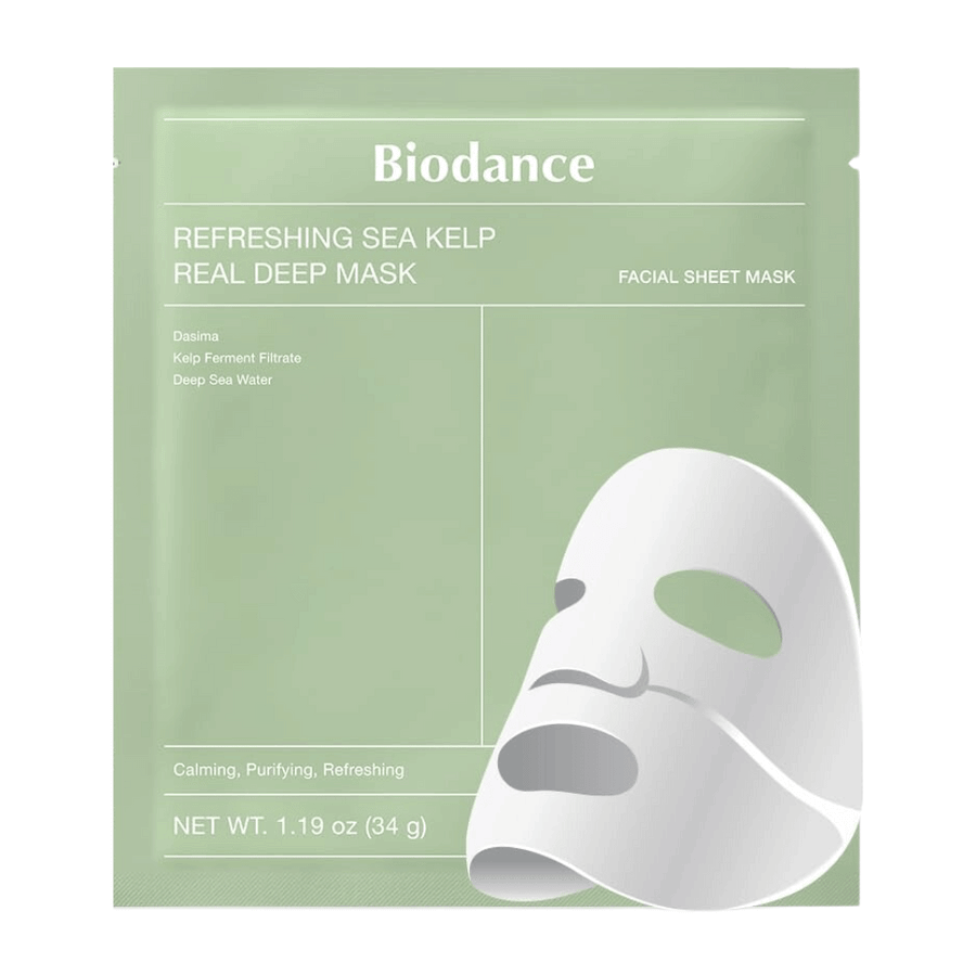 Biodance Refreshing Sea Kelp Real Deep Mask for oily skin, purifying and soothing facial sheet mask.