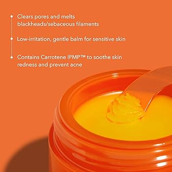 APRILSKIN Carrotene IPMP Hydramelt Cleansing Balm in orange jar, melts blackheads, soothes sensitive skin