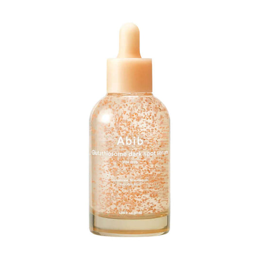 Abib Glutathiosome Dark Spot Serum Vita Drop in a glass bottle, ideal for brightening and hydrating all skin types.