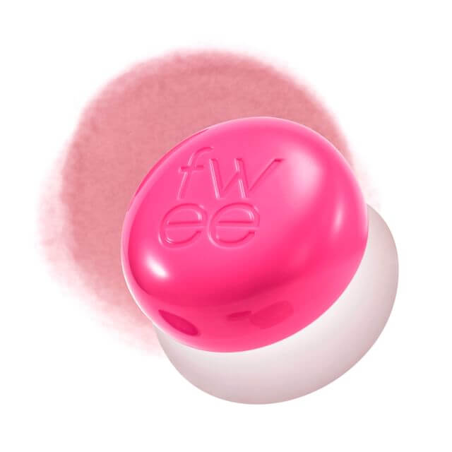 FWEE Lip&Cheek Blurry Pudding Pot in bright pink packaging with a soft blush background.