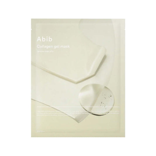 Abib Collagen Gel Mask Jericho Rose Jelly packaging, featuring a hydrogel sheet mask designed for hydration and skin firming.